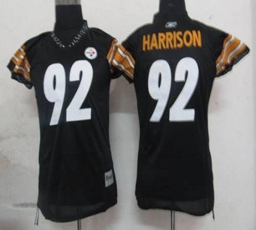 Steelers #92 James Harrison Black Women's Field Flirt Stitched NFL Jersey - Click Image to Close